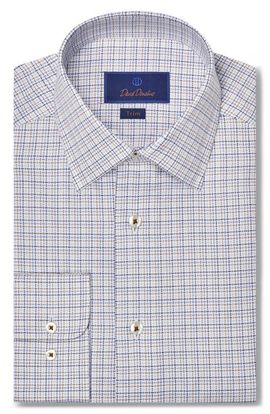 David Donahue David Donahue Trim Fit Microcheck Dress Shirt