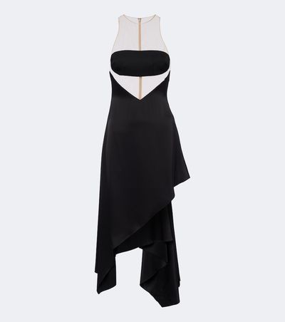 David Koma David Koma Asymmetric mesh-paneled midi dress