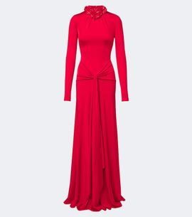 David Koma David Koma Draped floral-appliqué gown