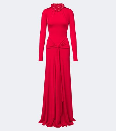 David Koma David Koma Draped floral-appliqué gown