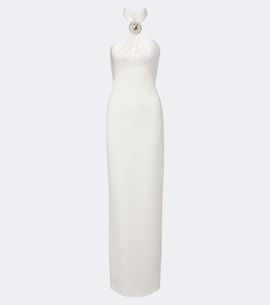 David Koma David Koma Embellished halterneck satin-trimmed gown