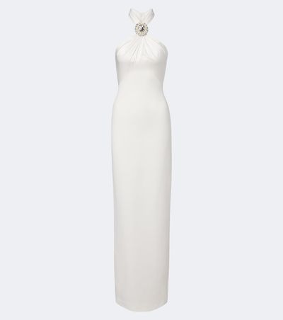 David Koma David Koma Embellished halterneck satin-trimmed gown