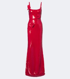 David Koma David Koma Floral-appliqué sequined gown