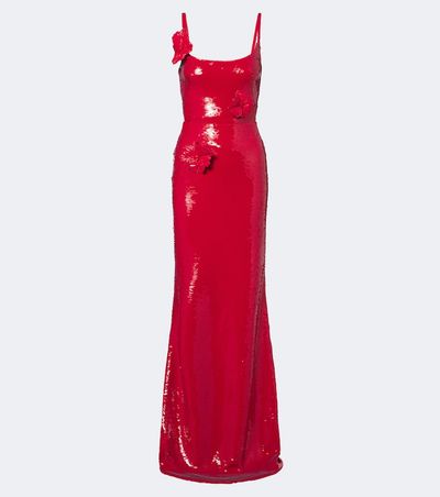 David Koma David Koma Floral-appliqué sequined gown