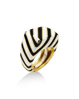 David Webb David Webb 18K Yellow Gold Enamel Crosswalk Ring