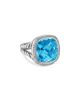 David Yurman Albion Ring in Sterling Silver with Blue Topaz and Diamonds, 15mm - 1