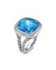 David Yurman Albion Ring in Sterling Silver with Blue Topaz and Diamonds, 15mm - 3