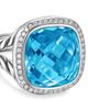 David Yurman Albion Ring in Sterling Silver with Blue Topaz and Diamonds, 15mm - 5
