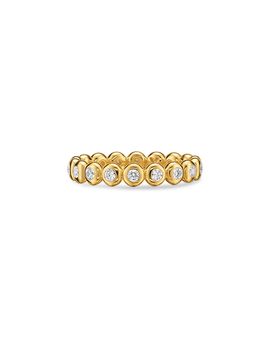 David Yurman Bezel Set Band Ring in 18K Yellow Gold with Diamonds, 3.7mm