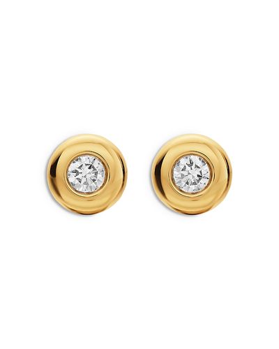 David Yurman Bezel Set Stud Earrings in 18K Yellow Gold with Diamonds, 6.4mm