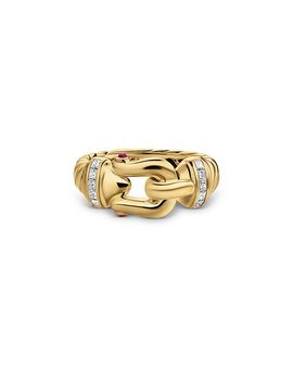 David Yurman Buckle Ring in 18K Yellow Gold with Rubies and Diamonds 10.4mm
