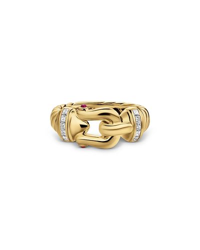 David Yurman Buckle Ring in 18K Yellow Gold with Rubies and Diamonds 10.4mm