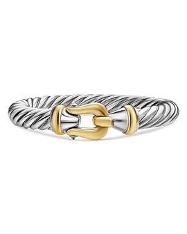 David Yurman Cable Flex Buckle Bracelet in Sterling Silver with 14K Yellow Gold, 9mm