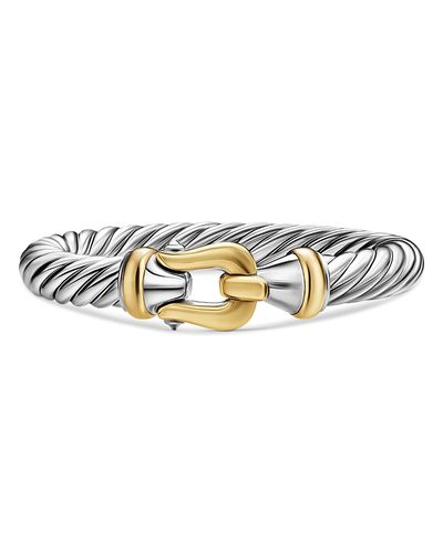 David Yurman Cable Flex Buckle Bracelet in Sterling Silver with 14K Yellow Gold, 9mm