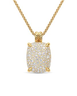 David Yurman Chatelaine Elongated Pendant Necklace in 18K Yellow Gold with Diamonds, 19mm
