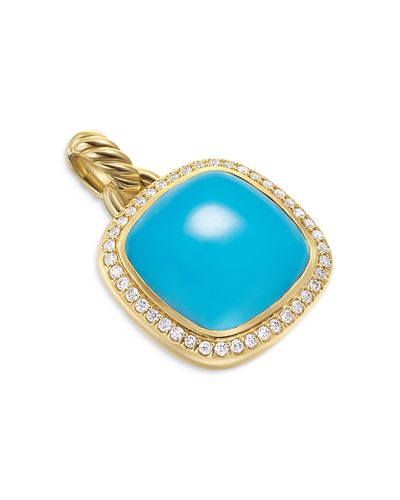 David Yurman David Yurman Albion Pendant in 18K Yellow Gold with Turquoise and Diamonds, 15mm