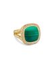 David Yurman David Yurman Albion Ring in 18K Yellow Gold with Malachite and Diamonds, 15mm - 1