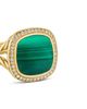David Yurman David Yurman Albion Ring in 18K Yellow Gold with Malachite and Diamonds, 15mm - 6