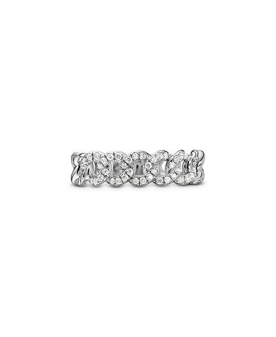 David Yurman David Yurman Belmont Curb Link Narrow Ring with Pave Diamonds
