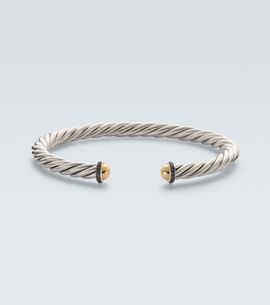 David Yurman David Yurman Cable sterling silver and 14kt gold cuff bracelet with diamonds