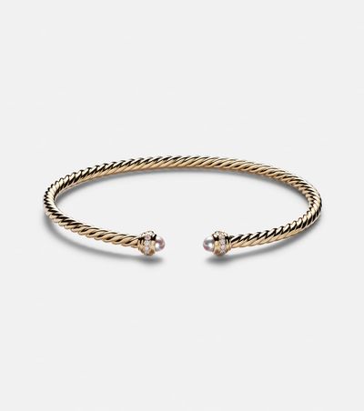 David Yurman David Yurman Cablespira® Flex 18kt gold cuff bracelet with freshwater pearls and diamonds