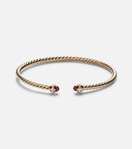 David Yurman David Yurman Cablespira® Flex 18kt gold cuff bracelet with garnets and diamonds