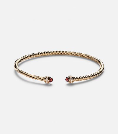David Yurman David Yurman Cablespira® Flex 18kt gold cuff bracelet with garnets and diamonds