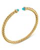 David Yurman David Yurman Cablespira Flex Bracelet in 18K Yellow Gold with Turquoise and Diamonds, 4mm - 2