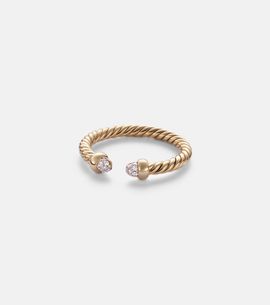 David Yurman David Yurman CablespiraÂ® Micro 18kt gold ring with diamonds