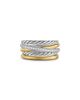 David Yurman David Yurman Crossover Five Row Ring in Sterling Silver with 18K Yellow Gold and Diamonds, 11mm - 4