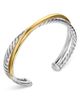 David Yurman David Yurman Crossover Two Row Cuff Bracelet in Sterling Silver with 14K Yellow Gold, 11mm - 3