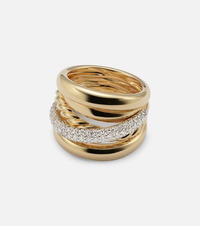 David Yurman David Yurman DY CrossoverÂ® 18kt gold ring with diamonds