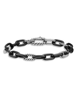 David Yurman David Yurman Dy Madison Chain Bracelet in Black Titanium with Sterling Silver, 8.5mm