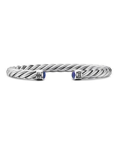 David Yurman David Yurman Men's Cable Classic Cuff Bracelet with Lapis Lazuli, 6mm
