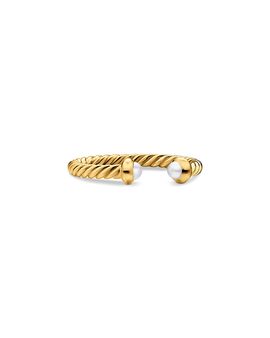 David Yurman David Yurman Micro Cablespira Flex Open Ring in 18K Yellow Gold with Pearls, 2.5mm