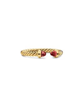 David Yurman David Yurman Micro Cablespira Flex Open Ring in 18K Yellow Gold with Rhodolite Garnets, 2.5mm
