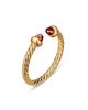 David Yurman David Yurman Micro Cablespira Flex Open Ring in 18K Yellow Gold with Rhodolite Garnets, 2.5mm - 2