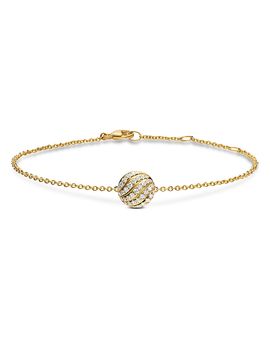 David Yurman David Yurman Sculpted Cable Center Station Chain Bracelet in 18K Yellow Gold with Diamonds, 10mm