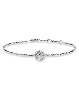 David Yurman David Yurman Sculpted Cable Center Station Chain Bracelet in Sterling Silver with Diamonds, 10mm
