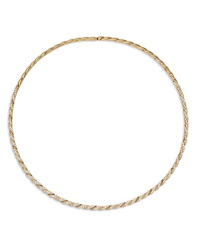 David Yurman David Yurman Sculpted Cable Flex Necklace in 18K Yellow Gold with Diamonds, 3.7mm