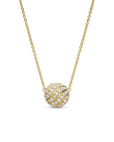 David Yurman David Yurman Sculpted Cable Pendant Necklace in 18K Yellow Gold with Diamonds, 10mm