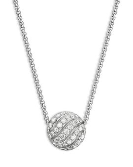David Yurman David Yurman Sculpted Cable Pendant Necklace in Sterling Silver with Diamonds, 18