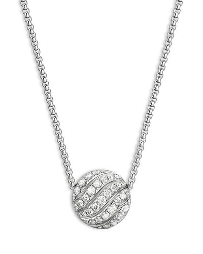 David Yurman David Yurman Sculpted Cable Pendant Necklace in Sterling Silver with Diamonds, 18