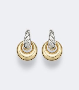 David Yurman David Yurman Sculpted Cable sterling silver and 14kt gold drop earrings