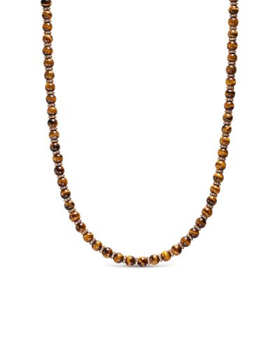 David Yurman David Yurman Spiritual Beads Necklace in 18K Rose Gold with Tiger's Eye and Cognac Diamonds, 6mm