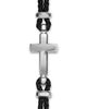 David Yurman David Yurman Streamline Cross Station Bracelet in Black Leather with Sterling Silver, 17mm - 3