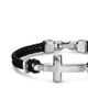 David Yurman David Yurman Streamline Cross Station Bracelet in Black Leather with Sterling Silver, 17mm - 4