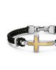 David Yurman David Yurman Streamline Cross Station Bracelet in Black Leather with Sterling Silver and 14K Yellow Gold, 17mm - 4