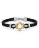 David Yurman David Yurman Streamline Star of David Bracelet in Black Leather with Sterling Silver and 14K Yellow Gold, 18mm - 1