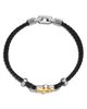 David Yurman David Yurman Streamline Star of David Bracelet in Black Leather with Sterling Silver and 14K Yellow Gold, 18mm - 2